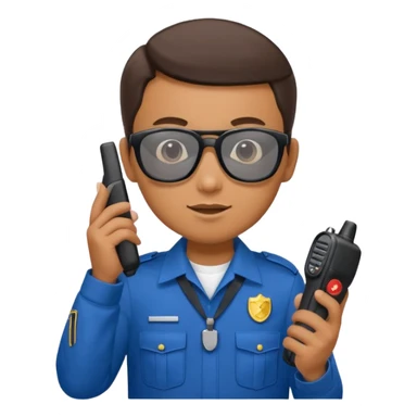 school security, blue cloth, sun glasses, holding walkie-talkie sticker