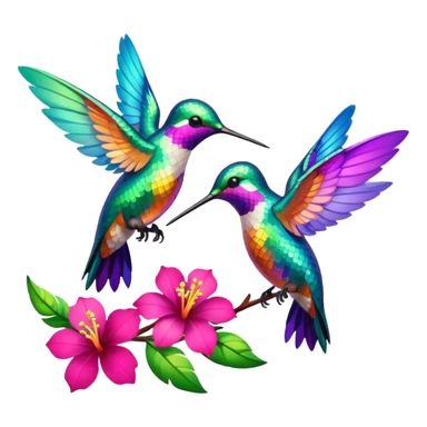 Hummingbirds with flowers sticker