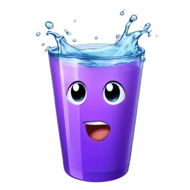splashing glass of water in a purple cup sticker