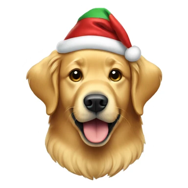 Golden retriever wearing christmas hat sticker