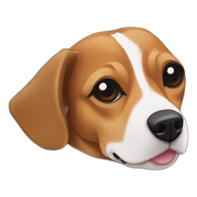 older beagle jack russell mix dog laying in pile of leaves sticker