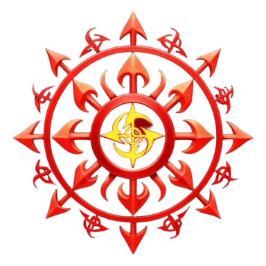 Chaotic infernal sigil pulsating with red energy, ritual magic aesthetic sticker