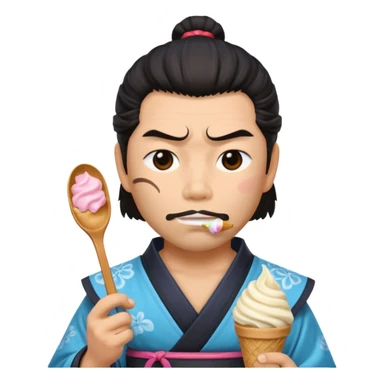 SAMURAI  EATING WITH ICECREAM sticker
