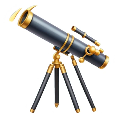 An icon featuring a telescope, stars, and a planet, symbolizing astronomy. The design includes a crescent moon, distant galaxies, and constellations, representing the study of space and celestial bodies. Transparent background highlights the exploration of the universe and cosmic phenomena. sticker