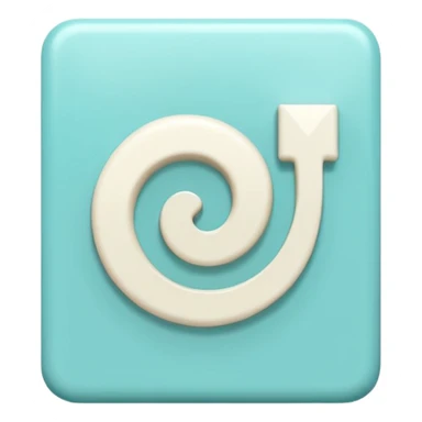 a Tiny compressed Stylized light-turquoise whirlwind symbol inside a pastel white slightly shaded square icon, light turquoise glossy borders sticker