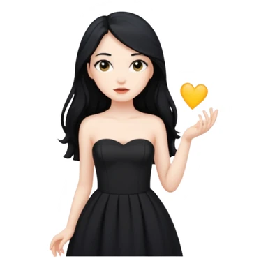 Pale girl with long black hair and black strapless dress sticker