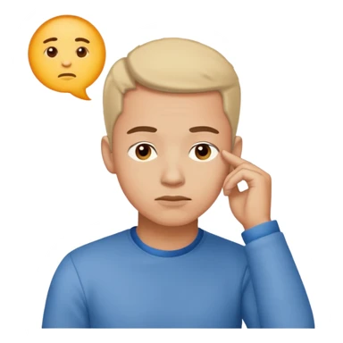 man in thinking pose looking top right up sticker