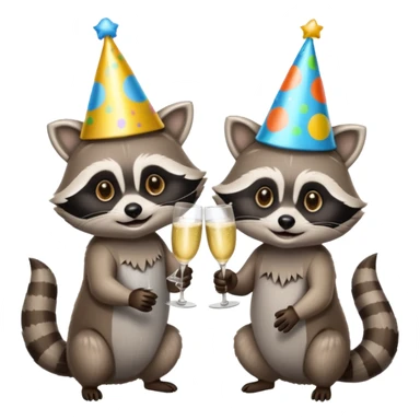 Two raccoons at a party drinking  sticker