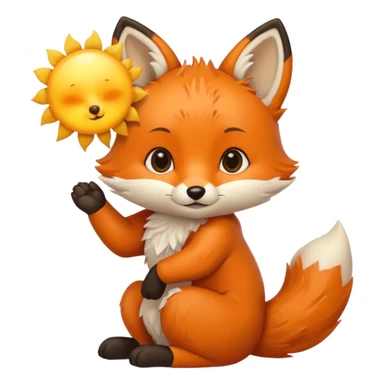 Baby fox holding a sun ☀️🦊 sticker