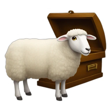 Sheep next to a coffin sticker