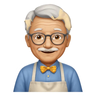 grandpa with apron, wearing glasses, focus status sticker