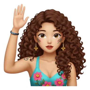 sexy nude and very muscled korean girl, long curly hair, korean sexy eyes, korean makeup, sexy butt, sexy boobs, floral tattoes, flag of Korea, flexing and saluting sticker