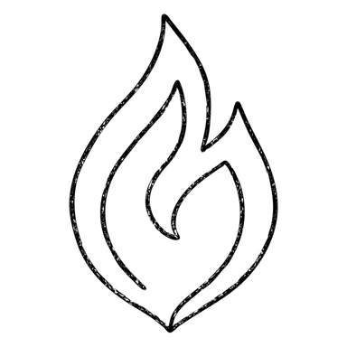 abstract geometric flame with hand-drawn black outline, no fill sticker