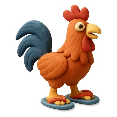 claymation style a rooster wearing flip-flops sticker
