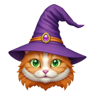 cat wear purple wicth hat sticker