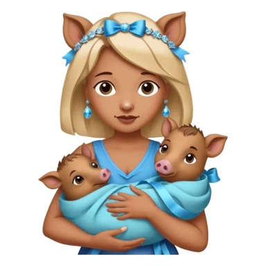 woman holding baby boars with ribbons and crystals sticker