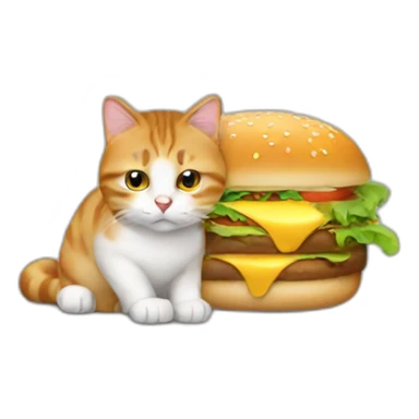 Un chat avec un hamburger sticker
