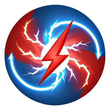 Red and blue lightening in a circle shape with effects sticker