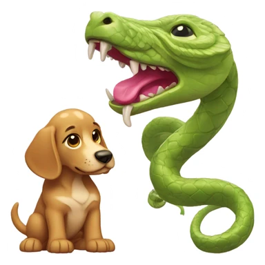 Un chien et un serpent rose joue sticker