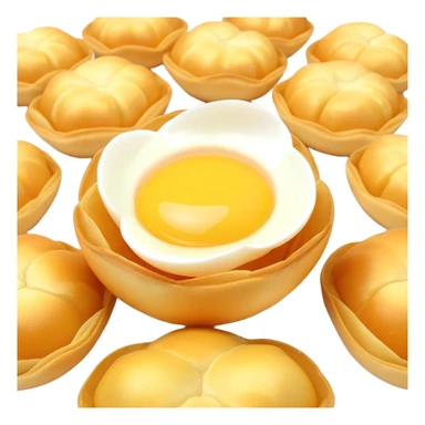 3D rendered authentic Hong Kong egg puffs (港式鸡蛋仔) with golden egg-shaped bubbles, perfect crispy exterior, hyper-realistic texture, glossy finish, soft lighting, traditional hexagonal pattern sticker