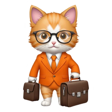 kitten in a suit holding a briefcase and wearing glasses sticker
