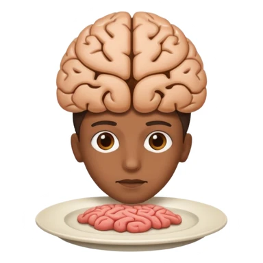 Brain on a plate next to head  sticker