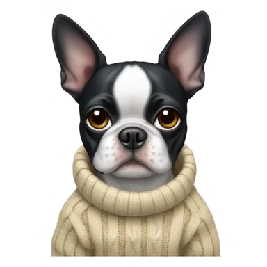 Boston terrier wearing sweater sticker