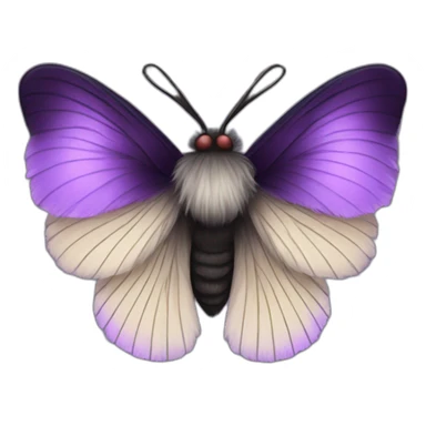 Black and purple fluffy moth sticker