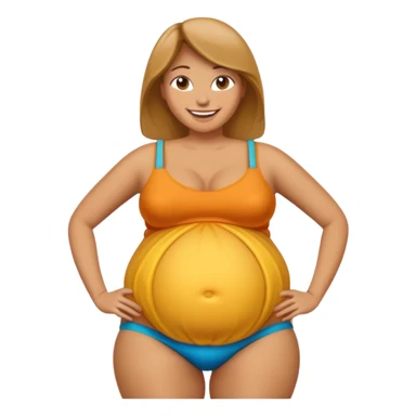 tan woman with inflated belly sticker