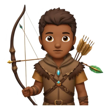 The classic hunter image with a bow and arrow on his back, dressed in brown with some animal made decorations sticker