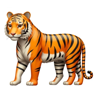 Create a single emoji of a Tiger in full body, shown at a slight side angle in a natural, characteristic pose. stylized like an emoji, but clearly recognizable.  sticker