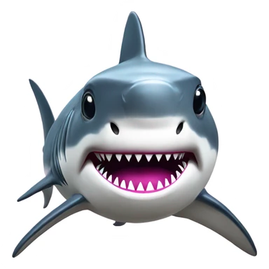 A great white shark that looks like a disco ball with long eye lashes wearing a pink bow sticker