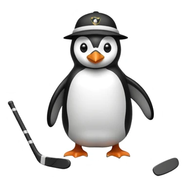 penguin playing hockey wearing Guinness  sticker
