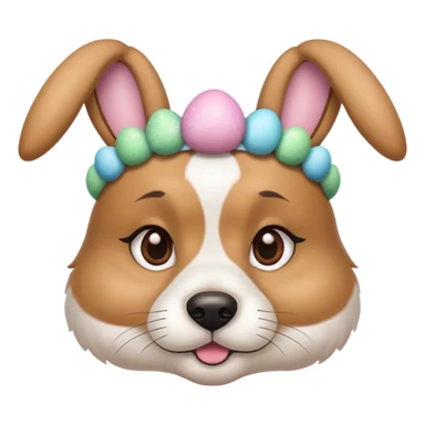 Easter bunny headband on dog Face sticker