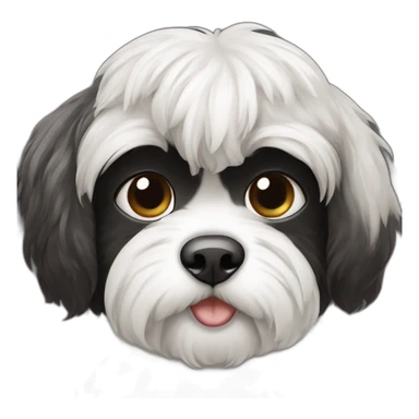 Shitzu, preta e branca, mancha preta em um olho sticker