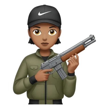 Una persona con una pistola en la mano y con una gorra nike  sticker