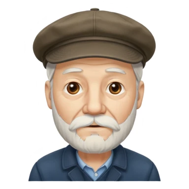 Old man white beard wearing a flat cap sticker