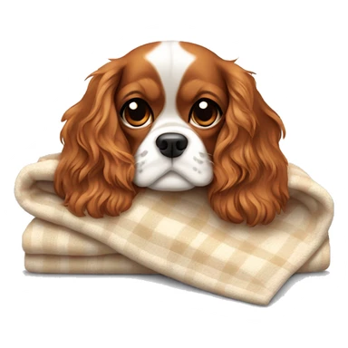 cute cavalier king charles spaniel cuddling with a blanket sticker