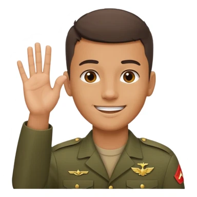 joven trigueno corte de pelo militar sonrisa bonita mano arriba sticker