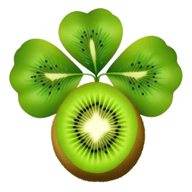 a four-leaf clover with a kiwi fruit sticker