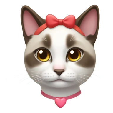 Snowshoe cat with heart headband sticker
