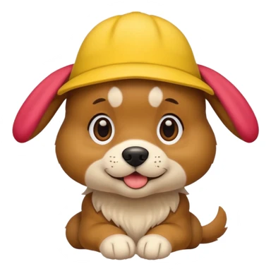 puppy dog with hat yellow sticker