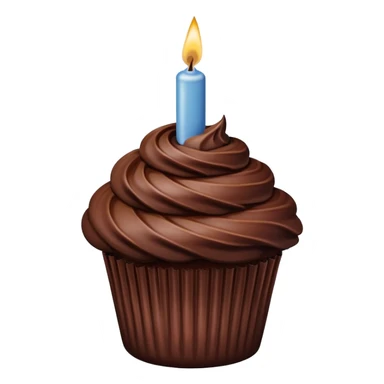 chocolate birthday cupcake with a tube of chocolate sticking out  sticker