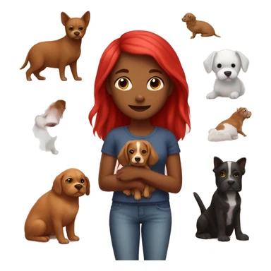 Red girl with pets indoors sticker