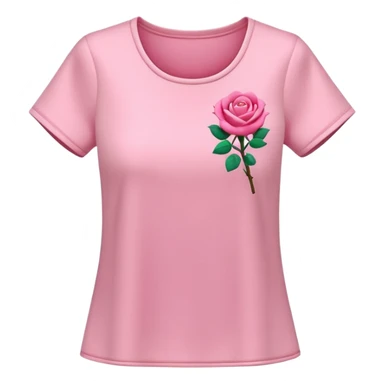 A 3D cartoon rose-pink women’s top with short sleeves, soft fabric texture, gentle lighting, isolated on plain background. plain no textures. sticker