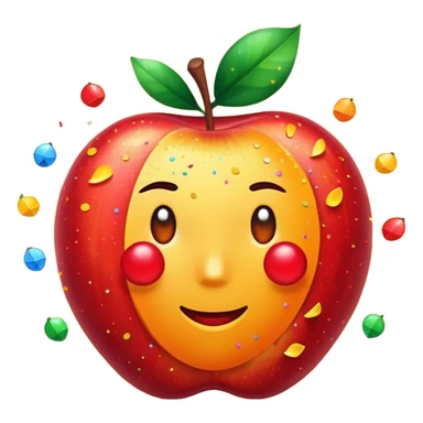 Una manzana roja con naranja con rayos que explotan y llena de confeti  sticker