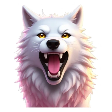 Lightning running sparkling glitter white wolf snarling huge eyes sun halo black white pink red yellow sticker