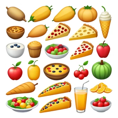 create me an image for a vertical in my super app, food vertical no human, food elements only sticker