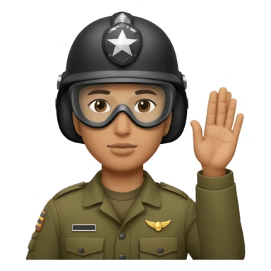 Soldier saluting with helmet + mask sticker