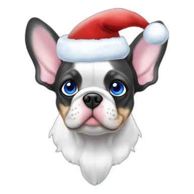 merle frenchie christmas hat with one blue eye sticker